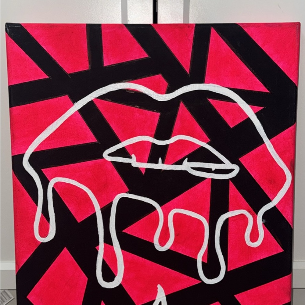 Abstract Pink and Black Drip Art Canvas